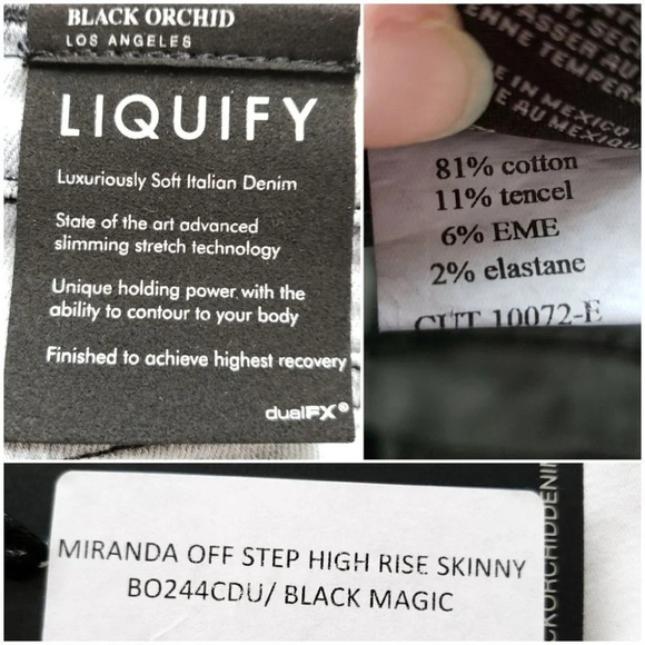 NWT Black Orchid Tie Dye Black & White High Rise Skinny Jeans - Picture 7 of 8